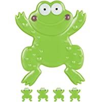 Relaxdays Pegatinas Bañera Antideslizantes- Set de 5 Ranas- Ventosas Suelo Ducha- Adhesivos para Niños- PVC- Verde…